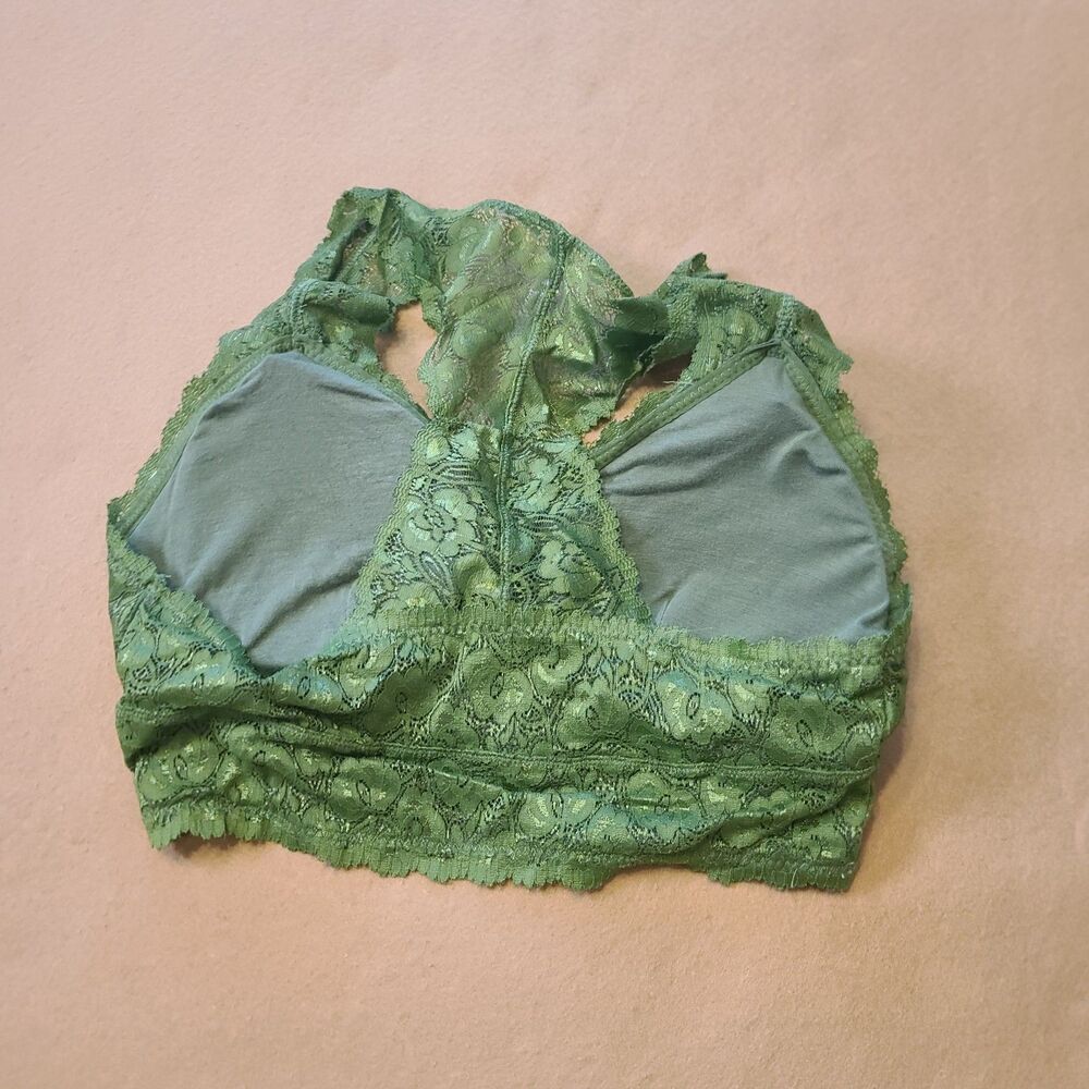 Zenana Outfitters Green Lace Padded Bralette Large Racerback Stretchy - Picture 3 of 7